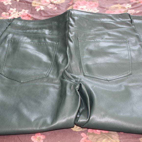 Express Green Leather Pants - Picture 2 of 4